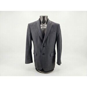 Jos A Bank Blazer Mens  Gray Windowpane Wool Sport Coat Tailored Sz 40L